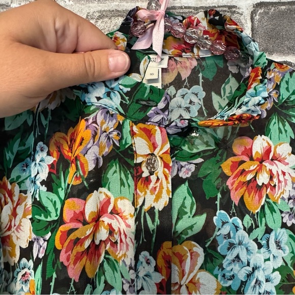 River Island floral print blouse green floral button down - Picture 5 of 10